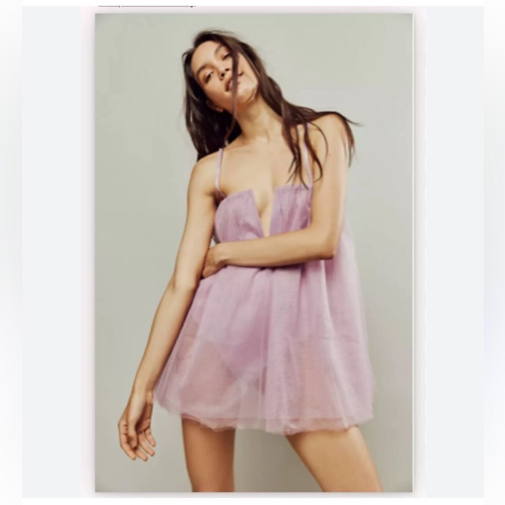 Free People Let’s Talk Tutu Bodysuit Dress Lite Pink / Lavender Hue size Medium